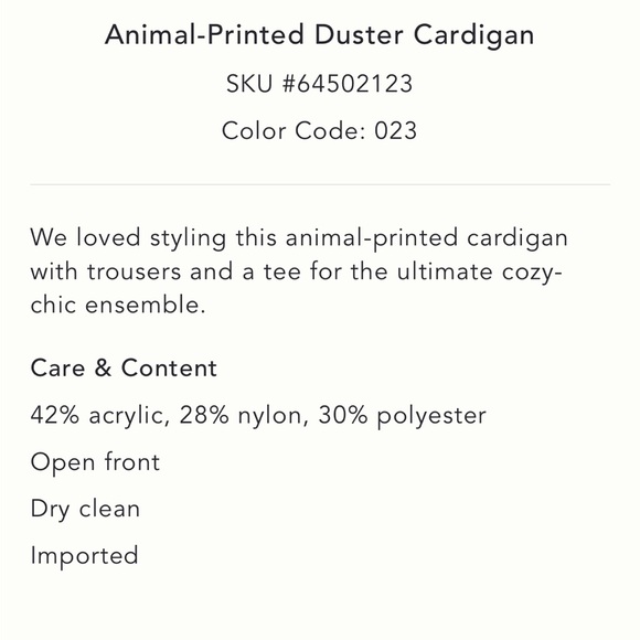 Anthropologie Mixed Print Animal Duster Cardigan - Picture 4 of 6